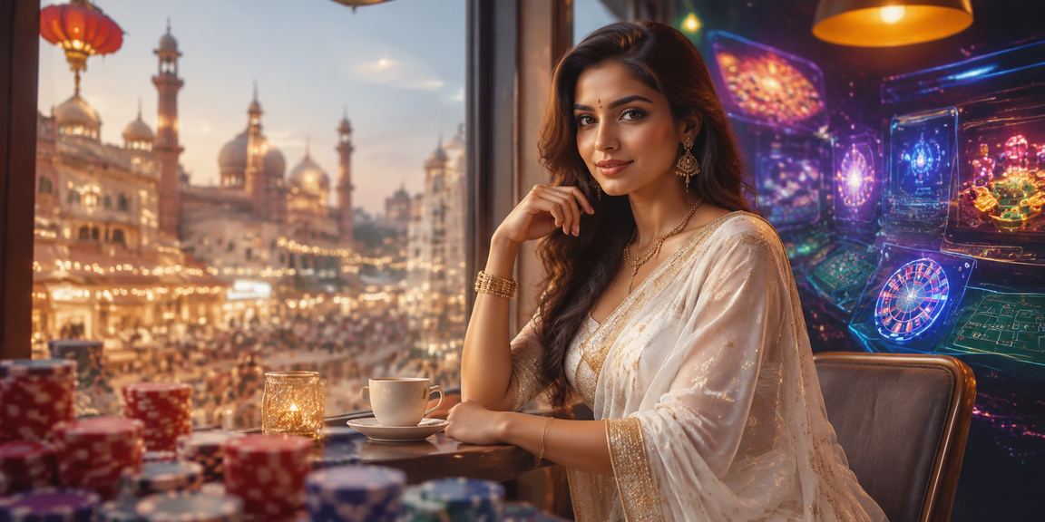 Indian woman using casino app on mobile